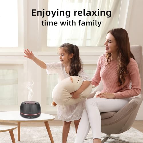 SEEDSEEL 300ML Essential Oil Diffuser,Ultrasonic Aromatherapy Diffuser, 7-Color Gradient Lights, Remote Control, 8 Hours R...
