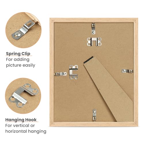 upsimples 8x10 Picture Frame, Natural Solid Wooden Picture Frames, Display 5x7 with Mat or 8 x 10 Without Mat, Wall or Tab...