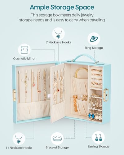 Enthralite Travel Jewelry Case, Essentials for vacation, Portable Bangle Box with Mirror, PU Leather Small Watch Organizer...