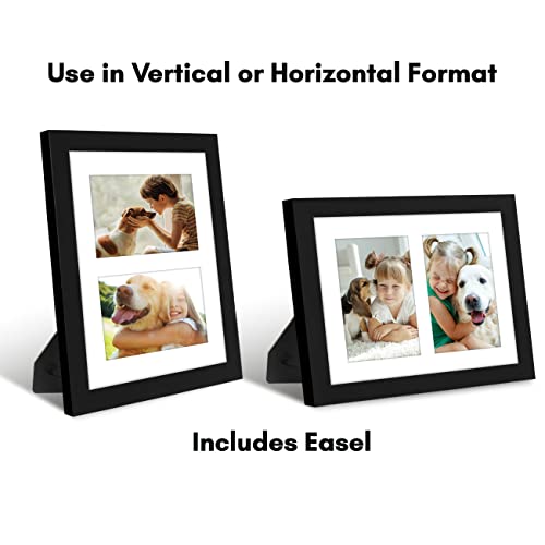 Americanflat 4x6 Double Picture Frame with Shatter-Resistant Glass - Fits Two 4x6 Photos or Use as One 8x10 Picture Frame...