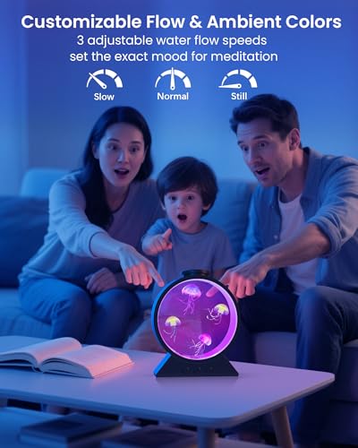 Eyesound Jellyfish Lamp,Whisper-Quiet Sensory Aquarium Light,7 Color Mood Night Light with Adjustable Water Flow & 8H Time...
