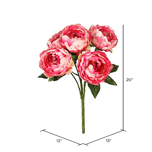 Vickerman Everyday Artificial Pink Peony Bunch 20" Long - Premium Faux Floral Decor for Wedding or Everyday Arrangements -...