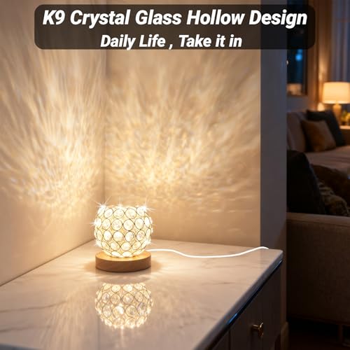 FuoiCorn Crystal Mood Table Lamp, Small Decorative Sphere Light with Voice Control - 3 Lighting Modes Ambient Lighting for...