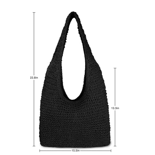 Women Large Straw Beach Bag Handmade Woven Shoulder Bags Hobo Tote Handbag Purse for Summer