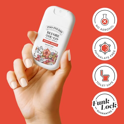 Poo-Pourri Before-You-Go Pocket Toilet Spray, Travel Essentials, Tropical Hibiscus, 1 Fl Oz, Up to 50 Uses, On-The-Go Bath...