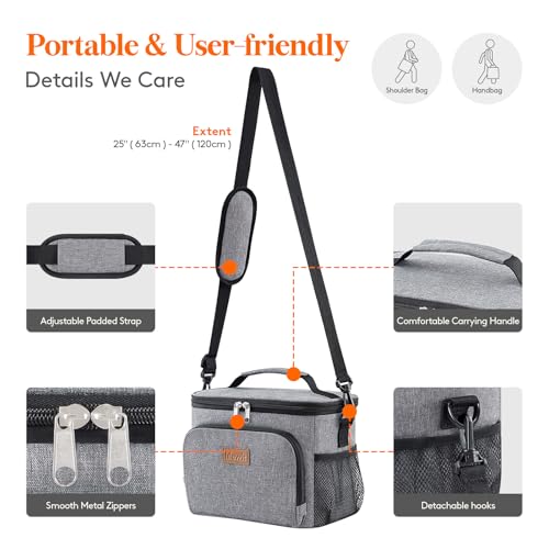 Lifewit Reusable Insulated Lunch Bag, Portable Cooler Freezable Soft Lunchbox Leakproof with Adjustable Shoulder Strap for...
