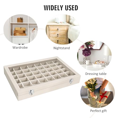 Vicoter Velvet Jewelry Tray 48 Compartments Jewelry Display Organizer with Transparent Cover Rings, Earrings, Necklaces, P...