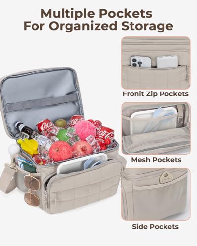 Puffer Cooler Bag 32 Cans Insulated Soft Sided Cooler Double Deck Collapsible Lunch Box for Picnic, Beach, Hiking, Campin...