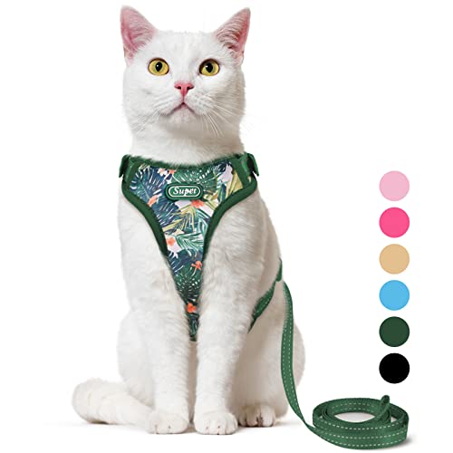 Supet Cat Harness and Leash Escape Proof for Walking, Adjustable Cat Vest Harness and Leash Set for Large and Small Kitten...