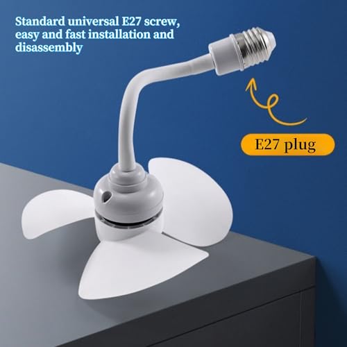 IUEQSEOG E27 Socket Fan Kit with Plug Adapter – Mini Quiet Electric Fan with Flexible Gooseneck Plug and Light Bulb Base, ...