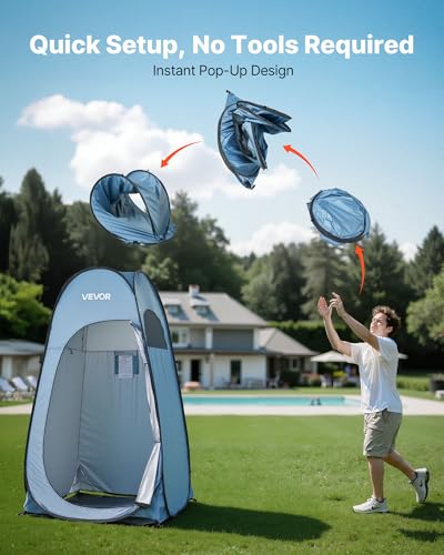 VEVOR Pop up Privacy Tent, Instant Portable Privacy Tent Changing Room with Ground Stakes, Ropes, and Carry Bag, 190T Poly...