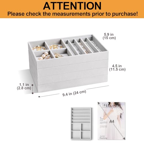ProCase Stackable Jewelry Organizer Trays for Drawers, Jewelry Drawer Inserts Container Display Case Storage for Earring N...