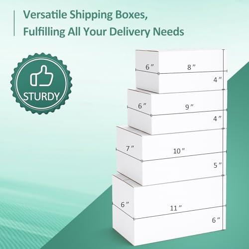Eupako 28 Pack Small Shipping Boxes Assorted Sizes, White Corrugated Box Mailers, 8x6x4 &9x6x4 & 10x7x5 & 11x6x6 7 PCS Eac...