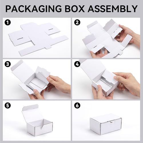 LineKap Small Shipping Boxes 3.5x3.3x1.6 Inches, 10-Pack White Corrugated Cardboard Gift Boxes for Mailing, Packaging & St...