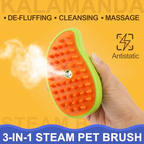 Cat Steam Brush, 3 In 1 Steamy Pet Brush, Silicone Massage Dog Hair Remover Comb, Spray Mist Grooming for Indoor Kittens (...