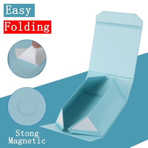 PACKGILO 1 Pcs Blue Gift Box Large 13x11x5.3 Inch Large Gift Boxes with Lids for Presents Magnetic Box with Crinkle Paper ...