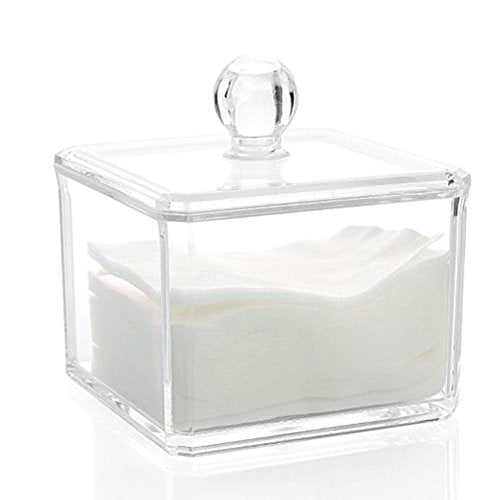 Kamay's Transparent Cotton Ball Pad Swabs Make Up Pads Dispenser Holder Organizer Container with lid Multifunction Acrylic...