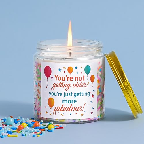 Viyffo Happy Birthday Candle – Caramel & Vanilla Cupcake, 18oz Large Scented Soy Candle, Long Lasting Non Toxic Burn, Fest...