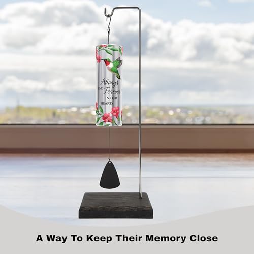 The Bridge Collection Memorial Wind Chime with Hummingbird Design and Stand - Memorial Keepsake with Display Stand - Grief...