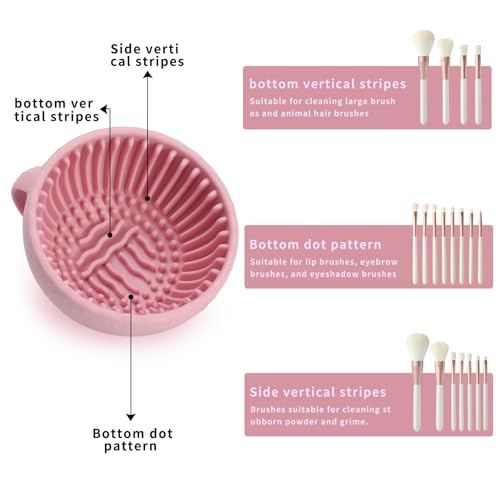 Silicone Makeup Brush Cleaner Bowl – Portable Cosmetic Brush Scrubber Mat & Washing Tool – Textured Cleaning Cup for Face...