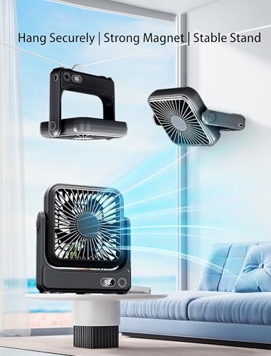 DRIFWIN Magnetic Cruise Approved Fan, 5000mAh Ultra-Slim Travel Fan Rechargeable, 4-Speed, Hook Design, Portable Fan for C...