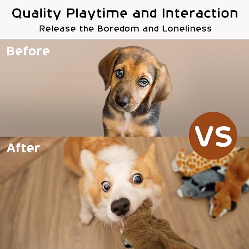 Nocciola Dog Squeaky Toys, 5 PCS Crinkle Plush Dog Toys, No Stuffing Dog Toys for Small Medium Large Dogs, Stuffless Puppy...