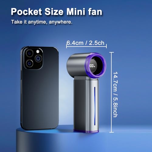 Portable Handheld Fan, Powerful Mini Hand Held Fan, 5000mAh Rechargeable, Digital Display, 1-199 Speeds Adjustable, Person...