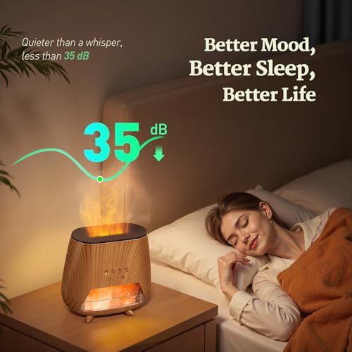 JJNJJN Essential Oil Diffuser for Home: 200ml Aromatherapy Diffuser with Himalayan Pink Salt Rock, Cool Mist Humidifier wi...