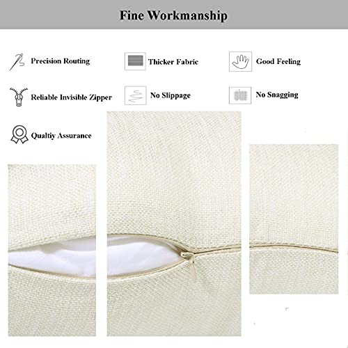 LisBiya Linen Throw Pillow Covers 18 x 18 Beige Decorative Blank Couch Pillow Covers for Sublimation Bed Sofa Farmhouse Cu...