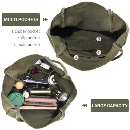 YAVCOOL Canvas Tote Bag for Women Large Hobo Shoulder Bag for Work Travel Casual Message Bag Tote Purse handbags