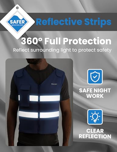 HENNCHEE Cooling Safety Vest for Men & Women, 12PCS Ice Packs, Body Cool Clothing for Hot Weather Outside Workers
