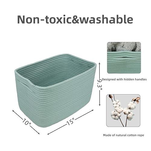 Cotton Rope storage Basket Bins Woven Basket for Organizing Shelves 15X10X9.3" Rectangle Decorative Baskets For storage Cl...