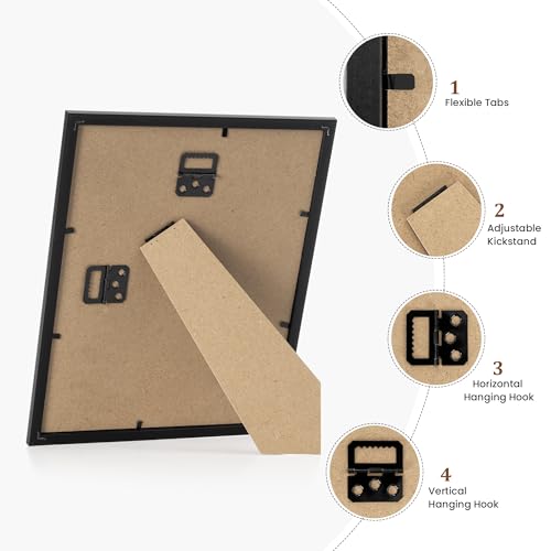 8x10 Picture Frame Set of 2,Display Pictures 8"x10",Black Photo Frame with Shatter Resistant Plexiglass,Picture Frames 8x1...