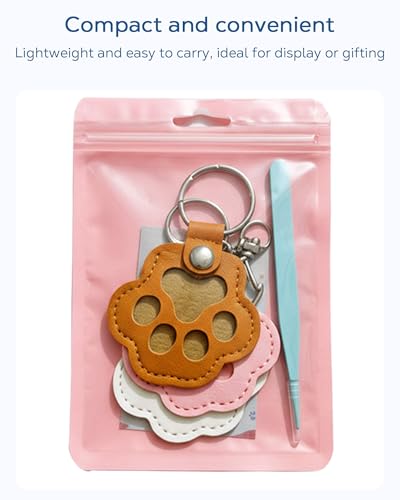 Aurichi Cat & Dog Hair Keychain, Leather Dog Paw Hair Holder Fur Collection Key Chain Keepsake Pet Loss Memorial Gift