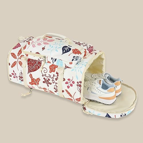 Kalesi Floral Gym Duffle Bag Backpack 4 ways for Women Waterproof with Shoes Compartment for travel Sport Hiking laptop Li...