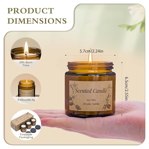 Rancco 3 Packs Scented Candles Set, Soy Candle for Home Scented, Floral Aromatherapy Jar Candles for Women & Men Ideal Gif...