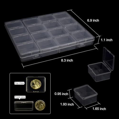 ZIIYAN Bead Storage Containers - 64 Clear Plastic Bead Organizer Boxes with Hinged Lid, Craft Organizers and Storage for D...
