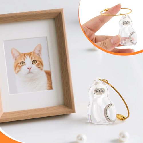 6Pcs Cat Hair Keepsake Keychain, Transparent Creative Pet Fur Keepsake Keychain with Cat Hairs Comb & Tweezers Tool, Anima...