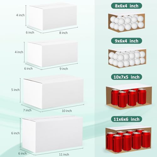 Eupako 28 Pack Small Shipping Boxes Assorted Sizes, White Corrugated Box Mailers, 8x6x4 &9x6x4 & 10x7x5 & 11x6x6 7 PCS Eac...