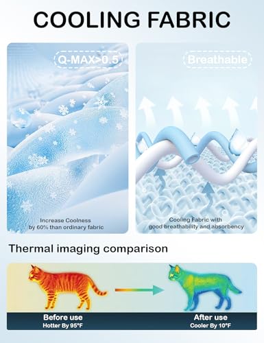 YOUWE7 Dog Cooling Mat, Reversible Self-Cooling Mat for pet, Cool Fabric Top & Velvet Back, Portable Ice Cool Fabric Dog B...