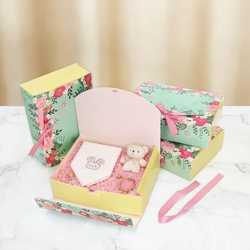 ZAVOOS 20 Pack Gift Boxes with Lids, 10.6 x 7.8 x 3.1 Inch Paper Floral Bridesmaid Proposal Box with Ribbon, Large Decorat...