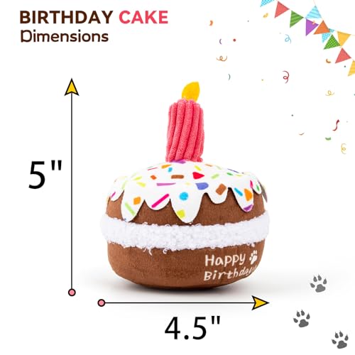 lilfrd Dog Birthday Toy, Birthday Cake Toys for Puppy Gifts, Squeaky Plush Dog Toys