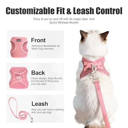 PetiFine Extra Small Step in Dog Harness and Leash Set, Cat Harness and Leash Escape Proof, All Weather Mesh Reflective, S...