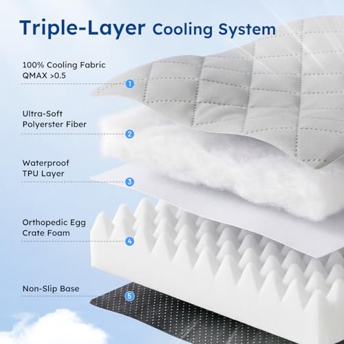 ZOMISIA Cooling Dog Bed for Crate, Q-Max>0.5 Cooling Mat with Removable Washable Cover, Orthopedic Egg Crate Foam Summer P...
