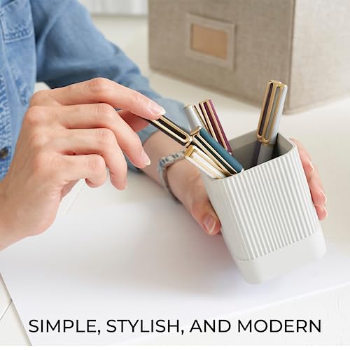 KIBAGA Aesthetic Pen Holder for Desk - Modern Concrete Pencil Holder - Cute and Functional Desk Organizer for Office Suppl...