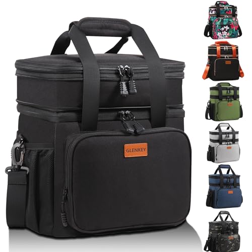 Expandable Insulated Large Lunch Box, Double Deck Heavy Duty Durable Lunch Bag Leakproof Cooler Bags for Men Women Adults ...