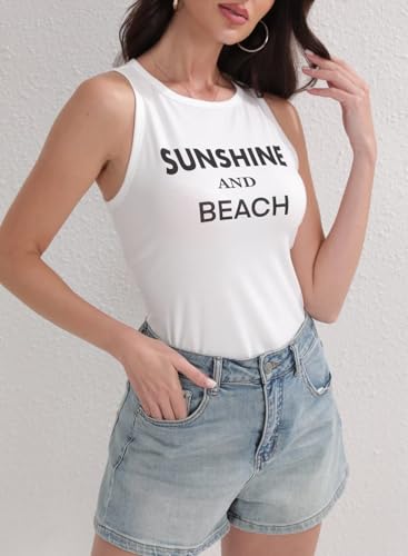 Womens Summer Tops Crewneck Sleeveless Tunic Shirts Beach Essentials Basic Tees