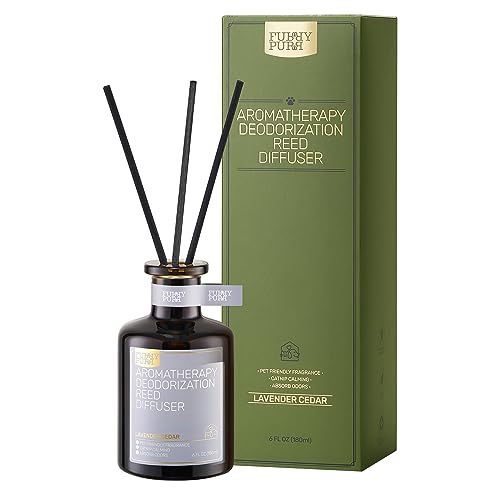 FURRYPURR Reed Diffuser for Pet Odor Elimination, Lavender Cedar, Non-Toxic & Pet-Friendly Air Freshening, 6 Oz