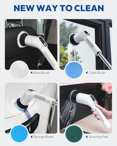 Electric Spin Scrubber for Cleaning - Upgraded Cordless Cleaning Brush Scrubber - IPX7 Waterproof Power Scrubber with 7 Br...
