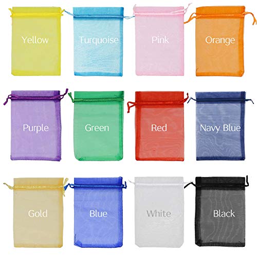 Jexila 120PCS Sheer Organza Bags 5X7 inches Mesh Drawstring Gift Bags Small for Jewelry Wedding Party Baby Shower Favor Ba...